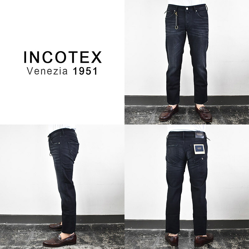 INCOTEX インコテックス BLUE DIVISION SLIM FIT Black stretch denim