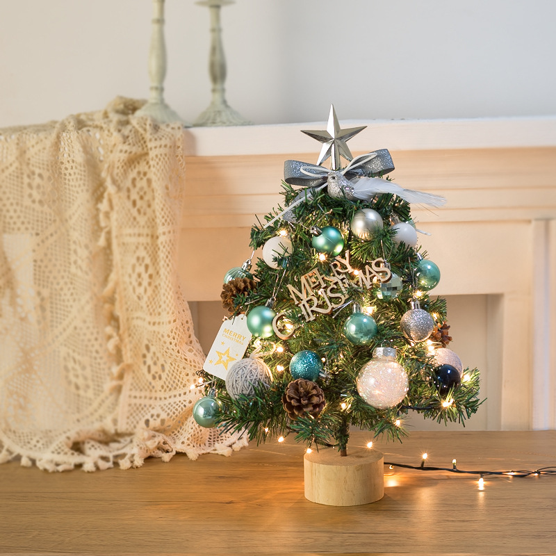 クリスマスツリー スノーホワイト 高さ45cm ライト付き 卓上 ミニ