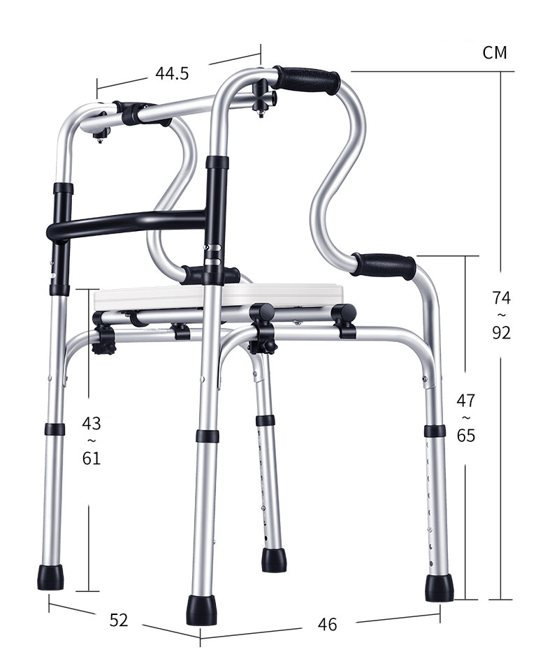 上品な 立ち上がり 軽量アルミ 歩行補助 介護用歩行器 折りたたみ式 歩行補助具 歩行器 高齢者用 高さ6段調節 耐荷重150kg