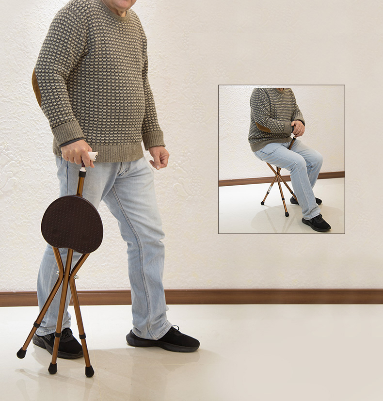 最新作最新作ステッキチェア 椅子付き LEDランプ付き ステッキ 杖 折りたたみ ハイグレード ワンタッ 軽量 スタイリッシュ 折畳み式 便利 釣り  お年寄り 高齢者 敬老の日 杖、ステッキ