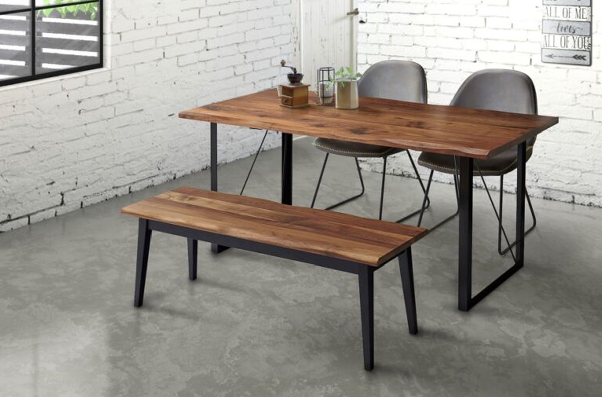ダイニングテーブル 幅180 無垢材 ウォールナット アイアン脚 新生活