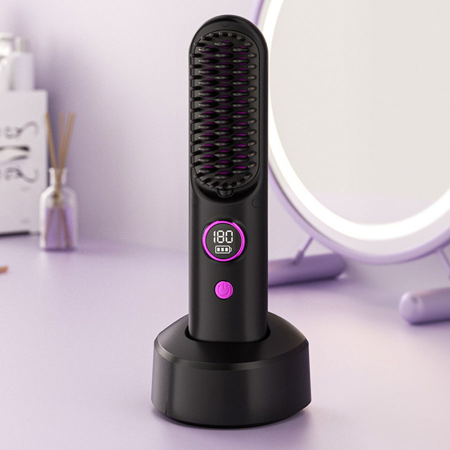 ヘアアイロン ストレートアイロン ヘアアイロンブラシ コードレス スタンド付き ヒートブラシ マイナスイオン くせ毛 うねり USB充電式 携帯用 9段階温度調整 |  | 01