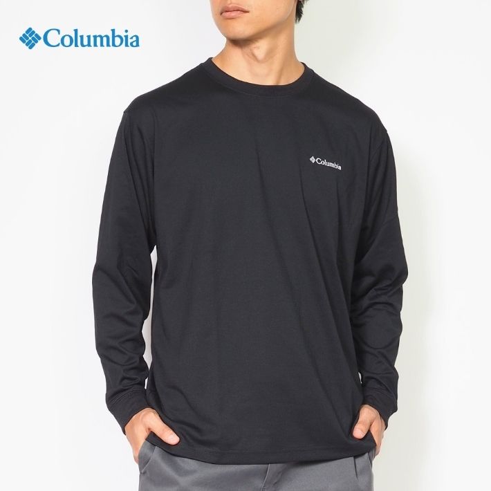マーク＆ロナ速乾ストレッチアシメロゴプリントモックネック長袖カットソーUV Columbia（コロンビア） ロンT 長袖 マウンテンロゴ 吸湿速乾 紫外線