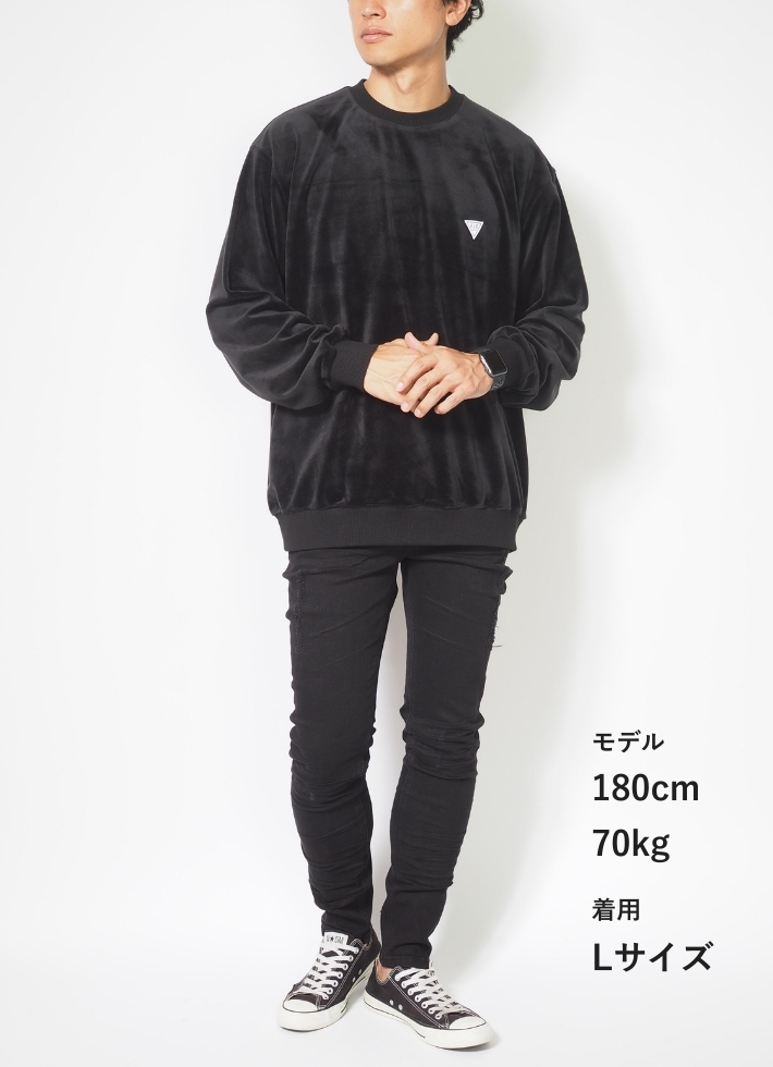 F.L.E セール EDWIN エドウィン FLE クルーネック プルオーバー ベロア