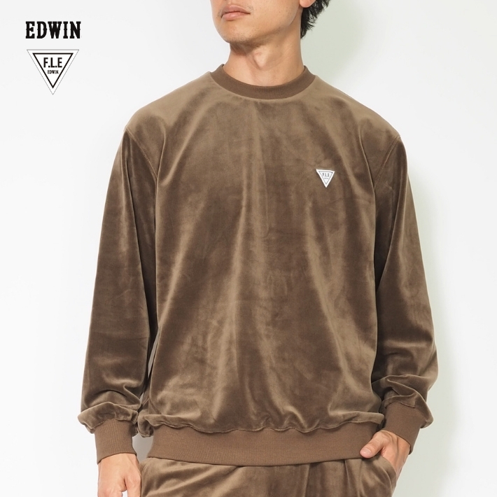 F.L.E セール EDWIN エドウィン FLE クルーネック プルオーバー ベロア