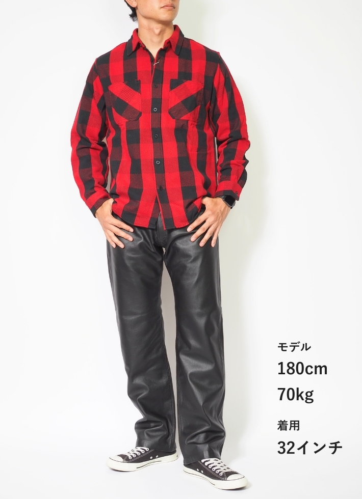 Lee（リー） レザーパンツ 本革 ストレート ライダースパンツ (LM9904