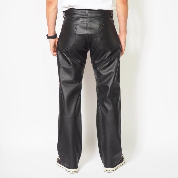 Lee レザーライダース　パンツ　牛革　リアルレザー リアルレザー 本革 ブラック レザーパンツ Lee レザーライダース