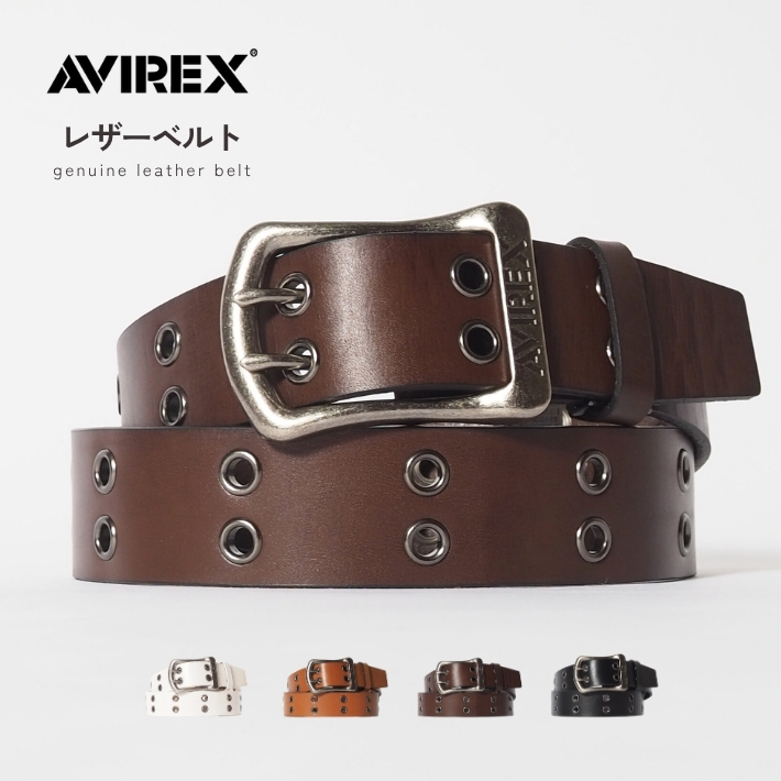 AVIREX（アヴィレックス） アビレックス レザーベルト 牛革 ハトメ