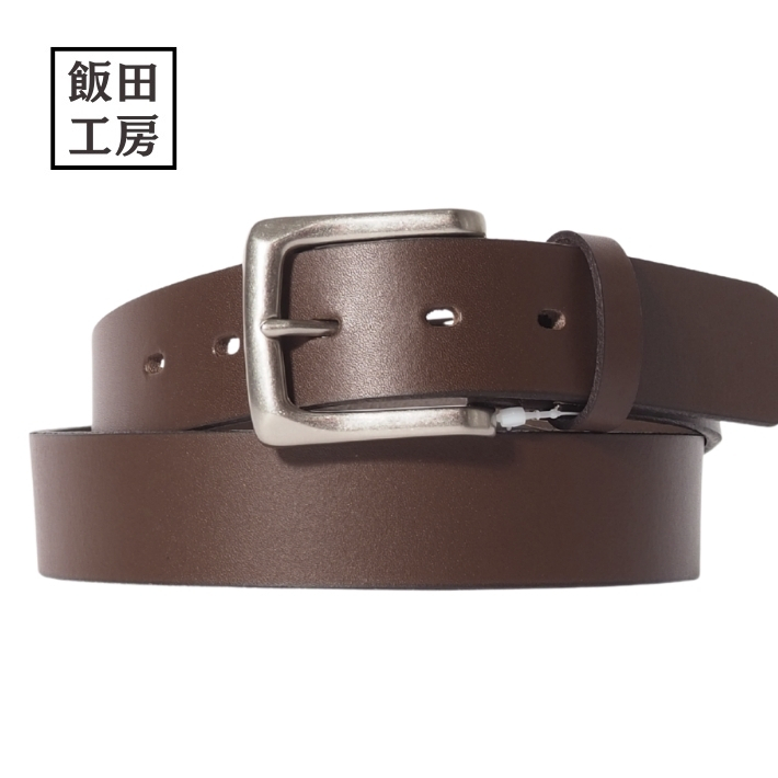 MY WEAKNESS レザー ベルト ブラウン 飯田工房 イイダコウボウ レザーベルト 牛革 33mm 本革 日本製 (IK3588