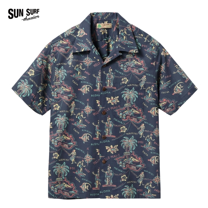 SUN SURF サンサーフ アロハシャツ 開襟シャツ 日本製 ヘレマイエ SUN SURF サンサーフ アロハシャツ 開襟シャツ 日本製 ヘレマイエ
