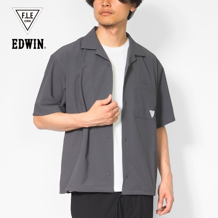EDWIN（エドウィン） FLE オープンカラーシャツ 半袖 シアサッカー