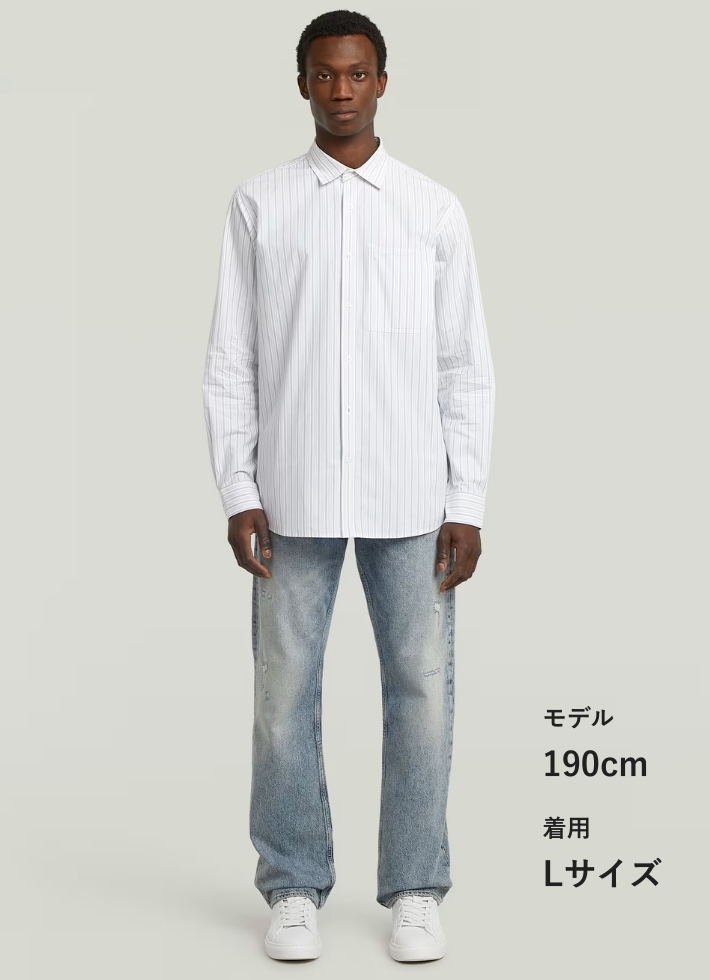 ジースターG-STAR正規品 G-STAR RAW G-STAR ジースター 長袖シャツ ストライプ ポケット