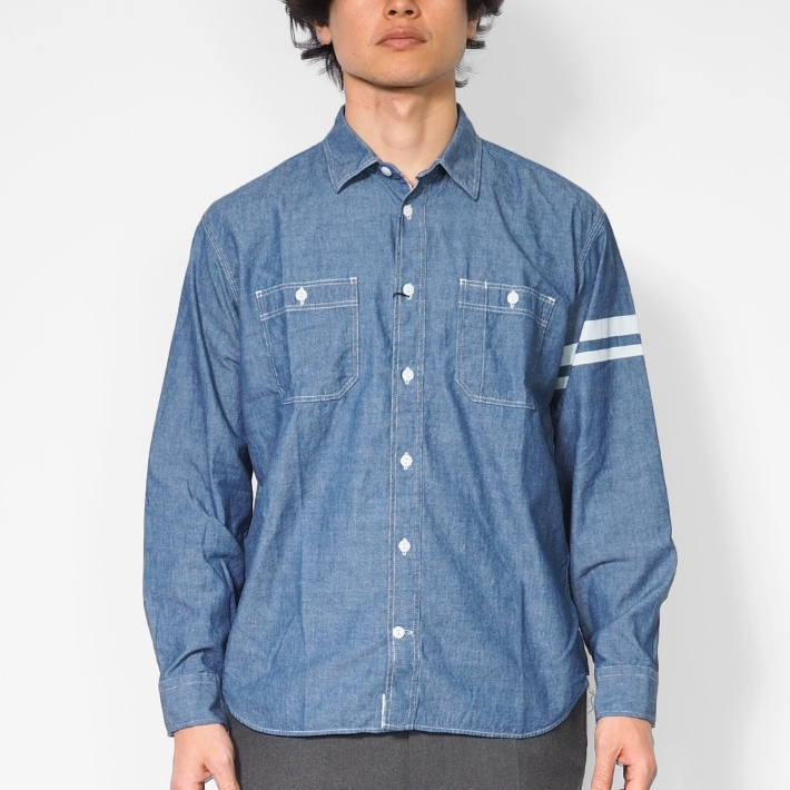 桃太郎ジーンズ　ヘビーネルシャツ　size42 桃太郎ジーンズ（MOMOTARO JEANS） セルビッチ シャンブレーシャツ