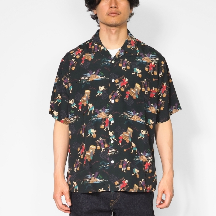桃太郎ジーンズ（MOMOTARO JEANS） アロハシャツ 半袖 開襟 総柄 日本