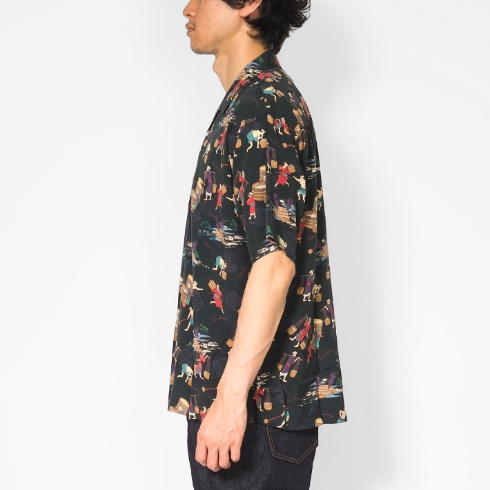 桃太郎ジーンズ アロハ 桃太郎ジーンズ（MOMOTARO JEANS） アロハシャツ 半袖 開襟 総柄 日本