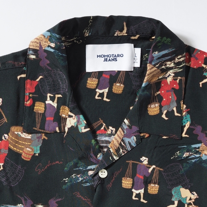 桃太郎ジーンズ（MOMOTARO JEANS） アロハシャツ 半袖 開襟 総柄 日本