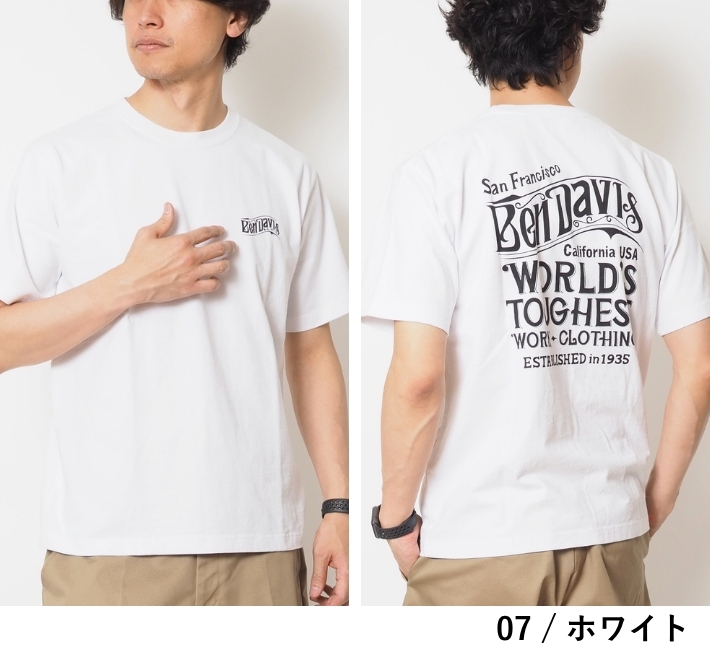 BEN DAVIS（ベンデイビス） Tシャツ 半袖 オールドロゴ バックプリント