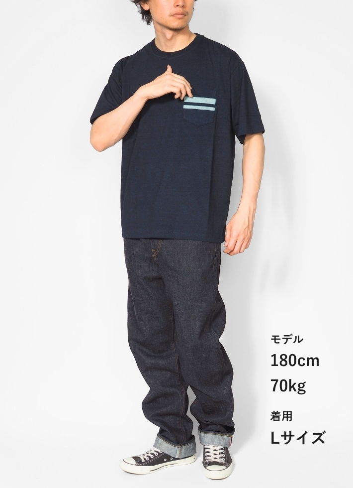 桃太郎ジーンズ（MOMOTARO JEANS） Tシャツ 半袖 ポケット 二本線 日本