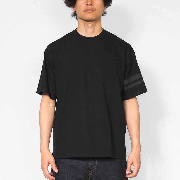 桃太郎ジーンズ（MOMOTARO JEANS） Tシャツ 半袖 袖プリント二本線