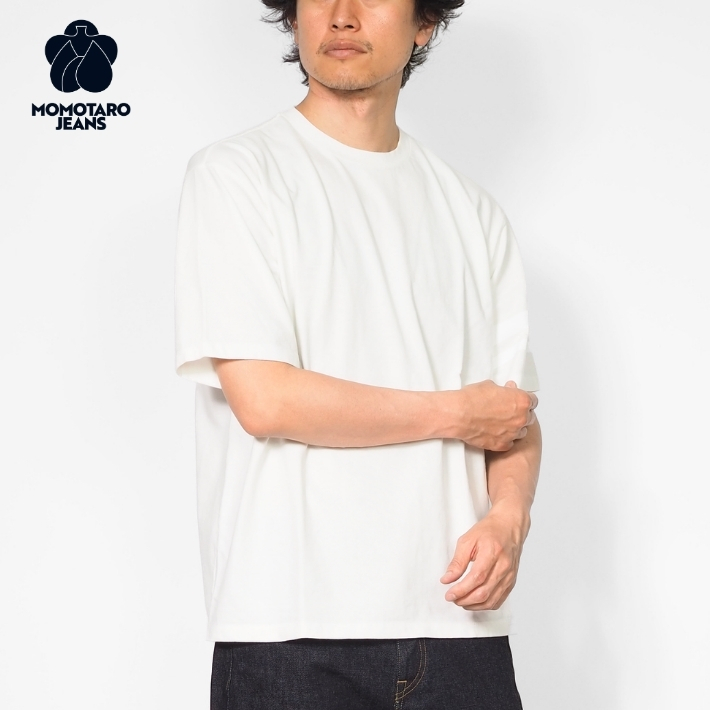 桃太郎ジーンズ（MOMOTARO JEANS） Tシャツ 半袖 袖プリント二本線