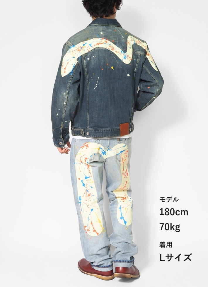 EVISU エヴィス デニムジャケット カモメ ブラック Gジャン　M EVISU（エヴィス） ジーンズ カモメ エビス デニムジャケット Gジャン