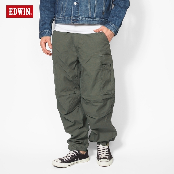 EDWIN（エドウィン） カーゴパンツ リップストップ ワイド テーパード
