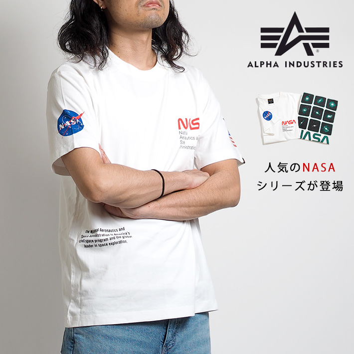 ALPHA アルファ Tシャツ NASAシリーズ ロゴプリント (TC1574) メンズファッション...