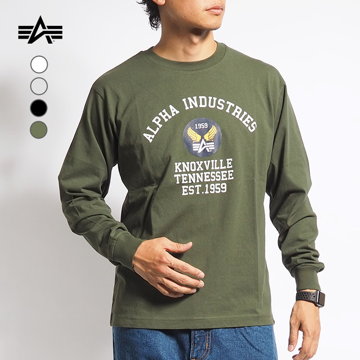 Alpha Industries メンズ半袖Tシャツ、カットソー（色：カーキ系