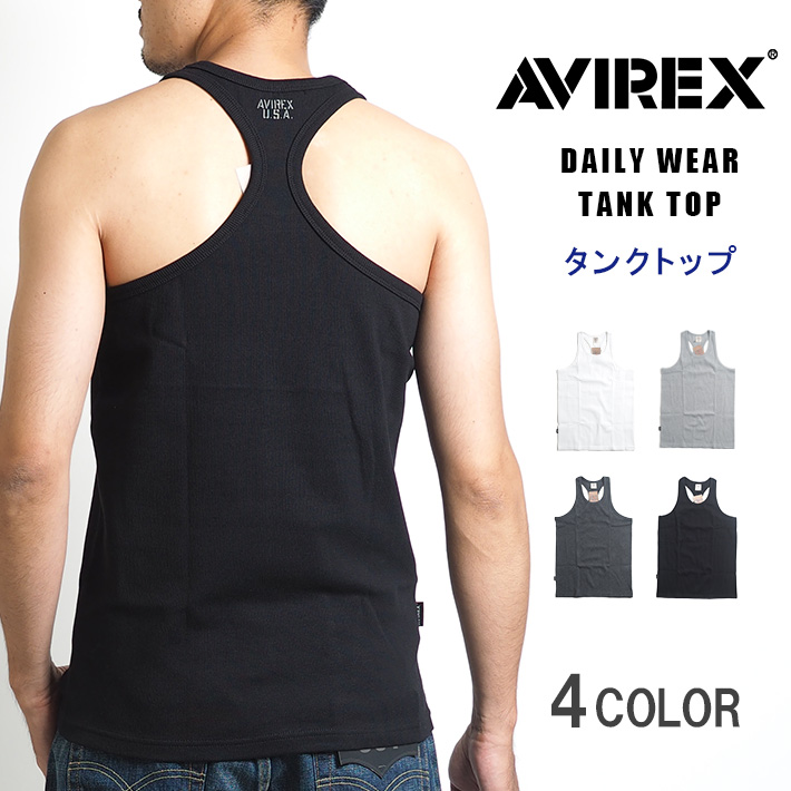 AVIREX アビレックス デイリー タンクトップ バッククロス リブ 無地