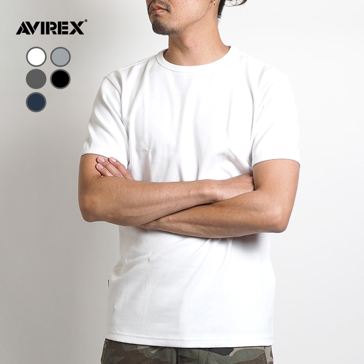 AVIREX アビレックス デイリー Tシャツ 半袖 クルーネック リブ 無地 (783-49340...