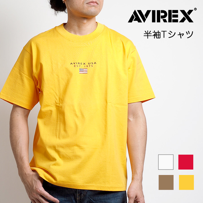 AVIREX アビレックス Tシャツ クルーネック ブロックUSフラッグ (6123294) メンズ...