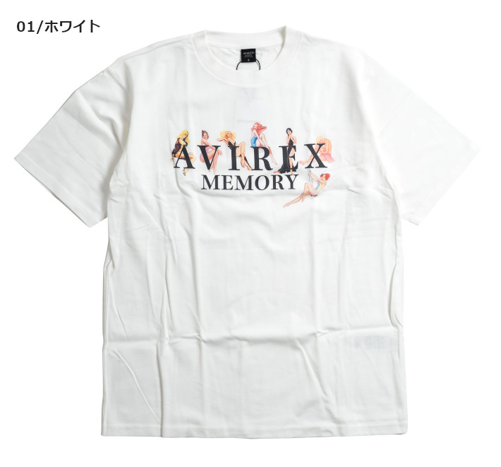 AVIREX Tシャツ クルーネック ガールズ＆ロゴ (6123265) メンズファッション ブラン...