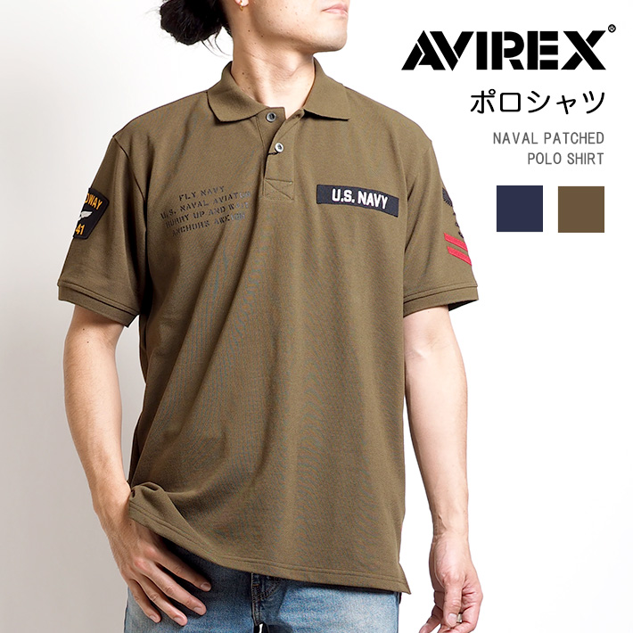 セール AVIREX アビレックス ポロシャツ 半袖 鹿の子 ワッペン 