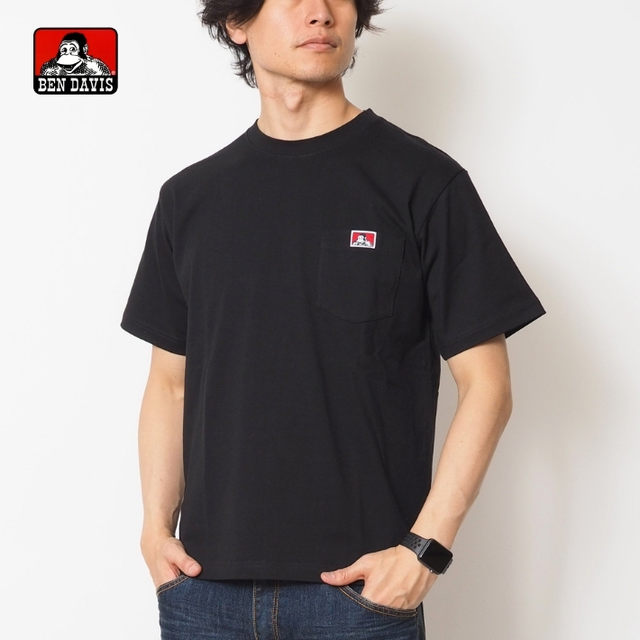 ゆ*け様 佐藤健着用　ビンテージデニムTシャツ ブラック　XXL BEN DAVIS（ベンデイビス） Tシャツ 半袖 胸ポケット ワンポイント