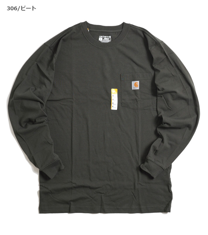 CARHARTT カーハート ロンT 長袖 胸ポケット 無地 ワンポイント (K126