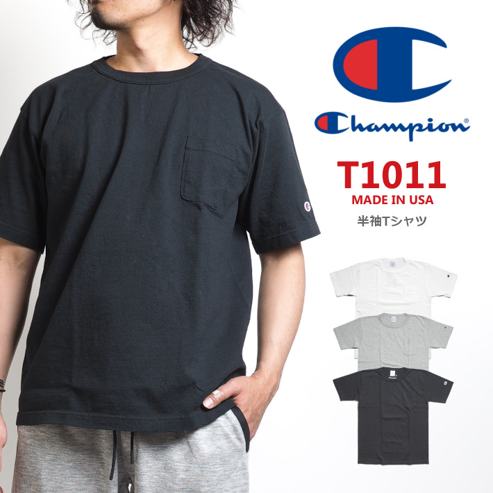 CHAMPION チャンピオン Tシャツ T1011 胸ポケット 無地 (C5-B303