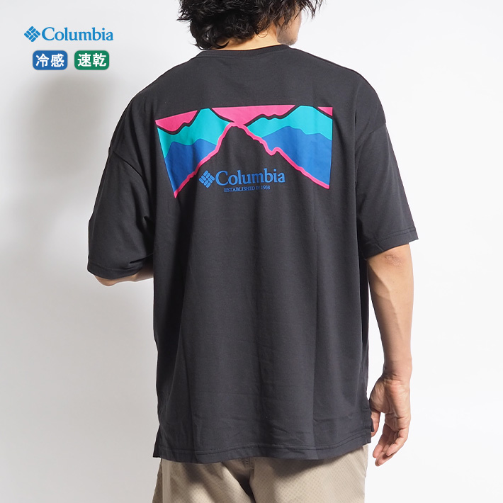 COLUMBIA Tシャツ バックマウンテンイラスト 冷却 吸湿速乾 (XE8841) メンズファッ...