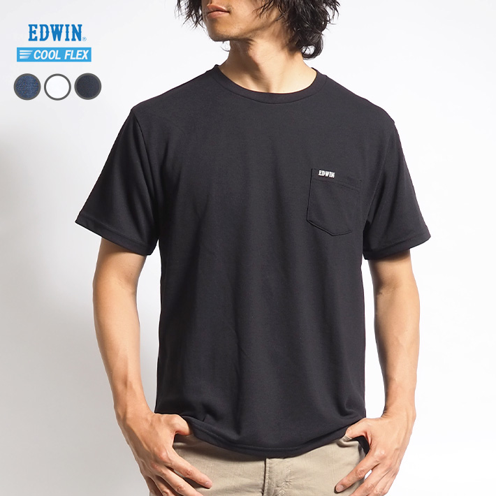 【新品・未使用】TEMPUS Tシャツ　ドンヘ着用カラー EDWIN セール エドウィン Tシャツ ポケ付き クルーネック 涼しい