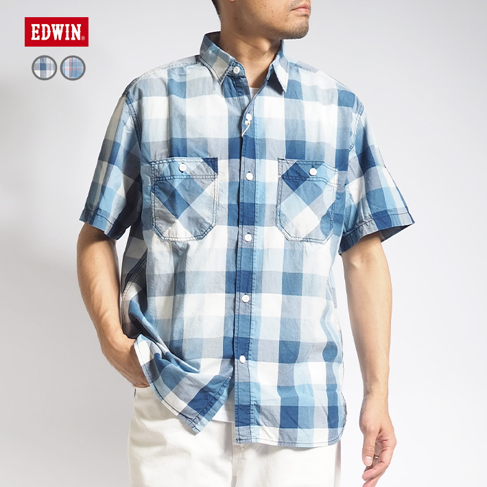 EDWIN エドウィン チェックワークシャツ 半袖  (ET2140) メンズファッション ブランド