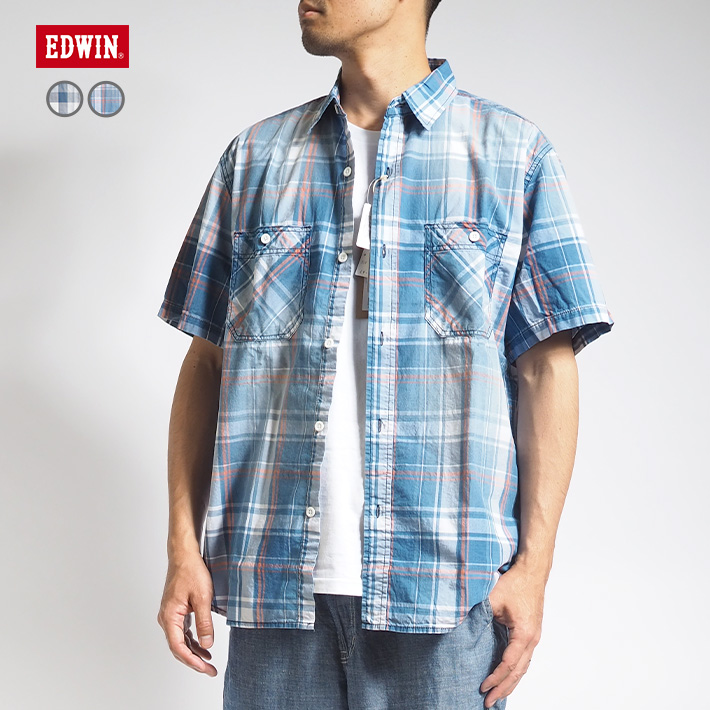 EDWIN エドウィン チェックワークシャツ 半袖  (ET2140) メンズファッション ブランド