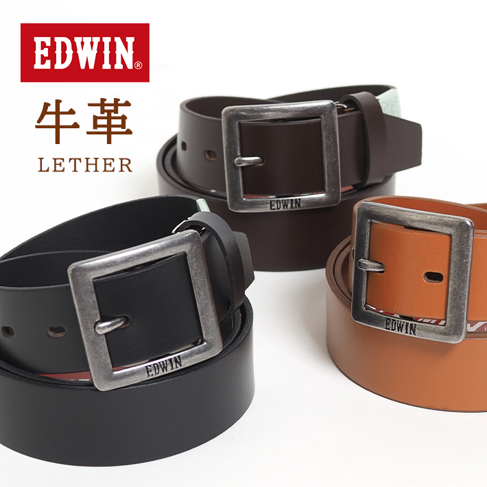 EDWIN（エドウィン） レザーベルト ギャリソン 牛革 (0111178) メンズ