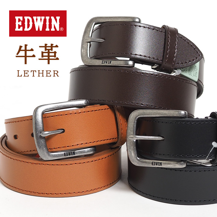 EDWIN（エドウィン） レザーベルト ステッチ 牛革 (0111177) メンズ