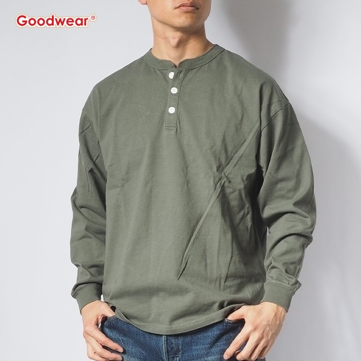 Goodwear グッドウェア ロンT 長袖 ヘンリーネック USAコットン (2W7