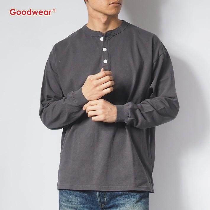 Goodwear（グッドウェア） ロンT 長袖 ヘンリーネック USAコットン