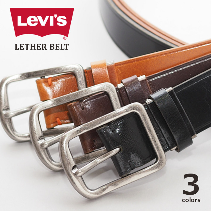 楽天市場】Levi's リーバイス メタルプレート レザーベルト 本革