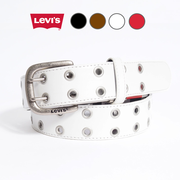 LEVIS Levi&apos;s リーバイス レザーベルト 合成皮革 ダブルピン リング (18516911...