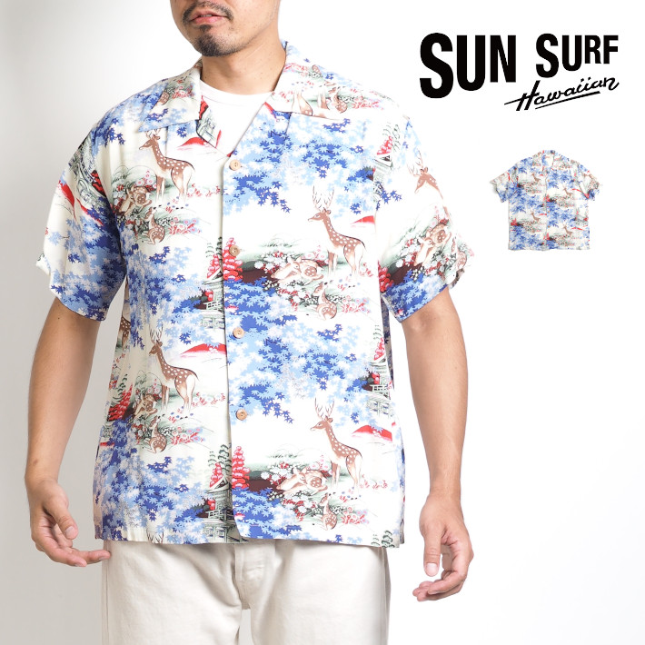 SUN SURF サンサーフ アロハシャツ 開襟シャツ 日本製 シカ 春日大社 