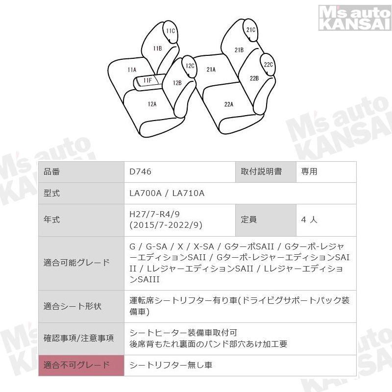 Bellezza（ベレッツァ） ピクシスメガ[LA700A/LA710A][H27/7-R4/9]品番