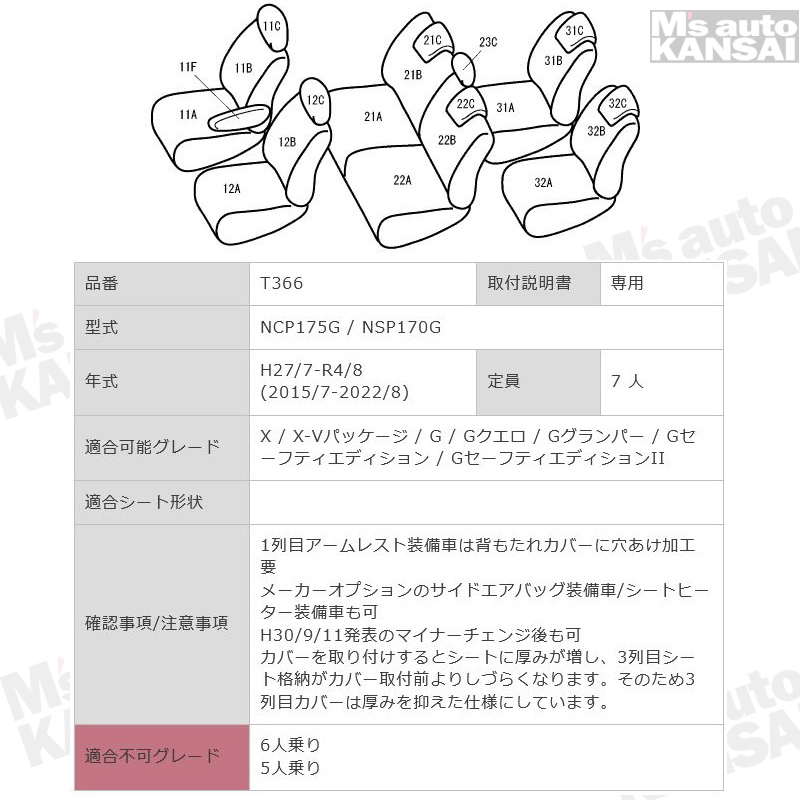 Bellezza（ベレッツァ） シエンタ[NCP175G / NSP170G][H27/7-R4/8]品番T366・ベレッツァ ベーシック ...
