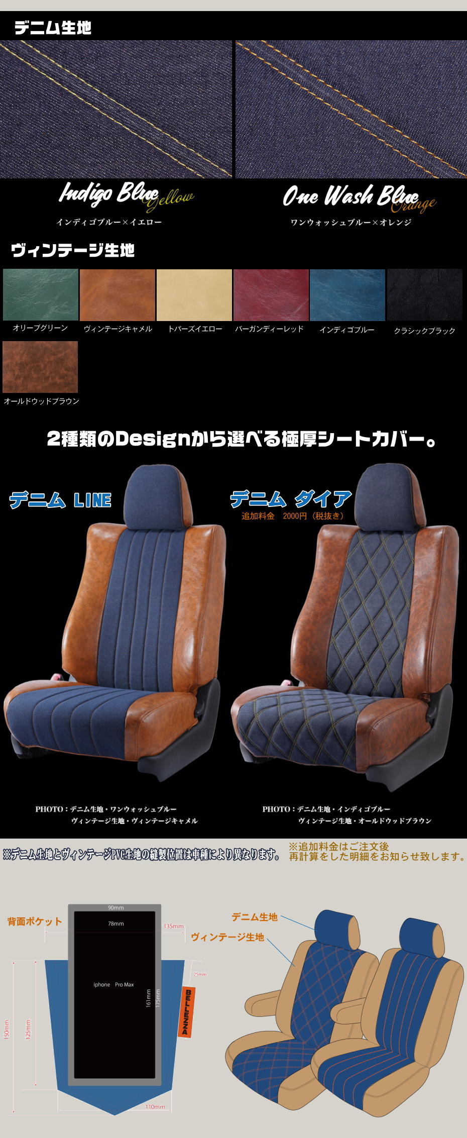 ヴィンテージデニムシートカバー